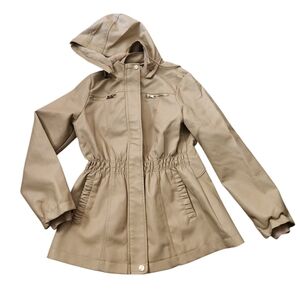 Girls Cavalini Parka Coat Jacket Leather Mocha Large